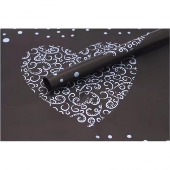 Пленка матовая корейская "сердце" 60см*60см (цв. черный), цена за лист